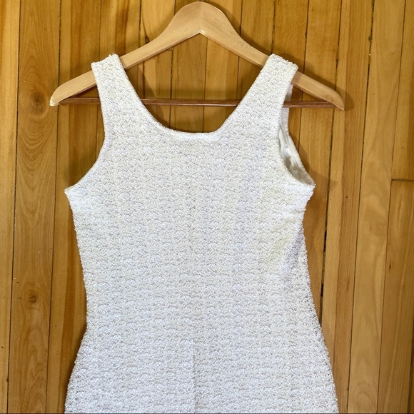 Vintage 90s white textured bodycon tassel dress - Picture 4 of 6